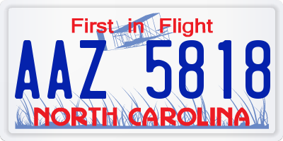 NC license plate AAZ5818