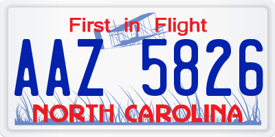 NC license plate AAZ5826