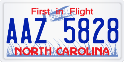 NC license plate AAZ5828