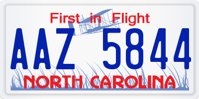NC license plate AAZ5844