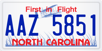 NC license plate AAZ5851
