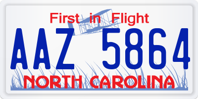 NC license plate AAZ5864