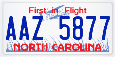 NC license plate AAZ5877