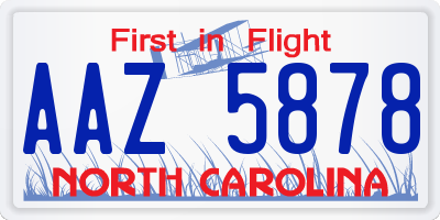 NC license plate AAZ5878