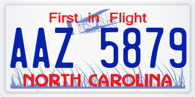 NC license plate AAZ5879
