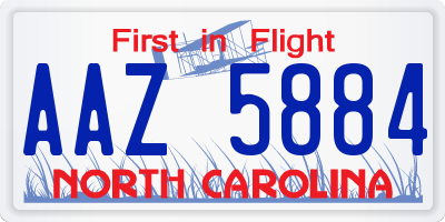 NC license plate AAZ5884