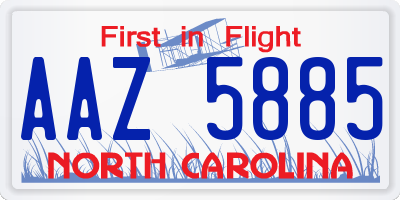 NC license plate AAZ5885