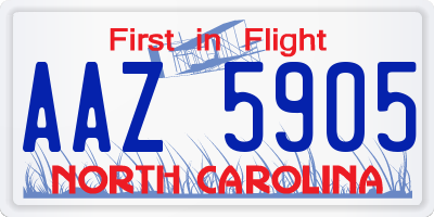 NC license plate AAZ5905