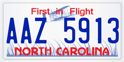 NC license plate AAZ5913