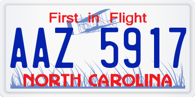 NC license plate AAZ5917