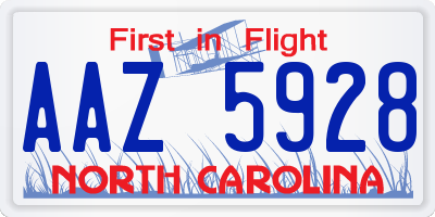 NC license plate AAZ5928