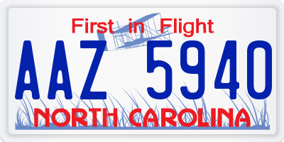 NC license plate AAZ5940