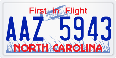 NC license plate AAZ5943