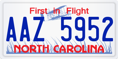 NC license plate AAZ5952
