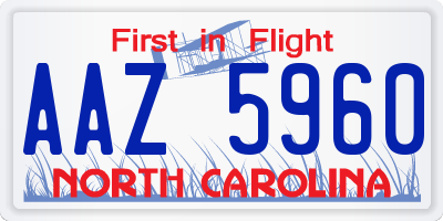 NC license plate AAZ5960