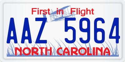 NC license plate AAZ5964