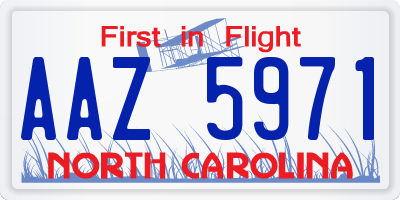 NC license plate AAZ5971