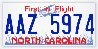 NC license plate AAZ5974