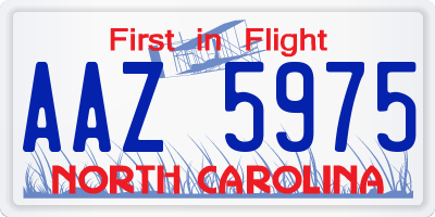 NC license plate AAZ5975