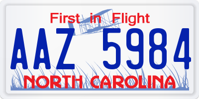 NC license plate AAZ5984