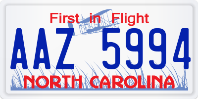 NC license plate AAZ5994