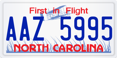 NC license plate AAZ5995