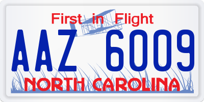 NC license plate AAZ6009