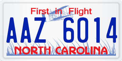 NC license plate AAZ6014