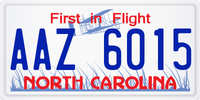 NC license plate AAZ6015