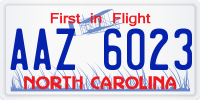 NC license plate AAZ6023