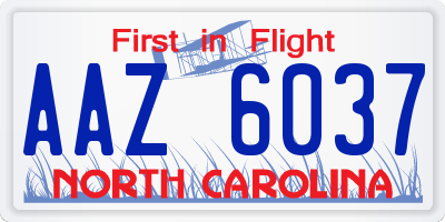 NC license plate AAZ6037