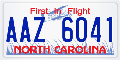NC license plate AAZ6041