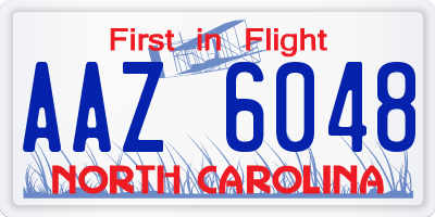 NC license plate AAZ6048