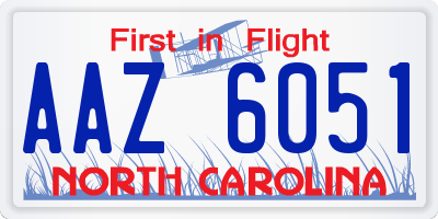 NC license plate AAZ6051