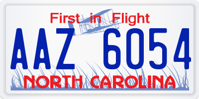 NC license plate AAZ6054