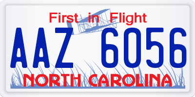 NC license plate AAZ6056