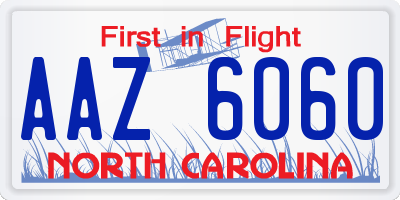 NC license plate AAZ6060