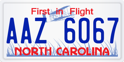 NC license plate AAZ6067