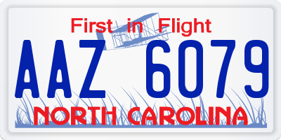 NC license plate AAZ6079