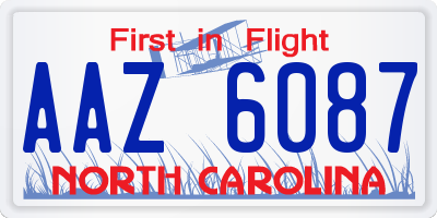 NC license plate AAZ6087