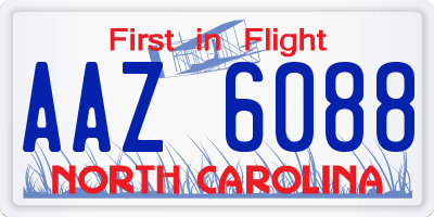 NC license plate AAZ6088