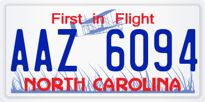 NC license plate AAZ6094