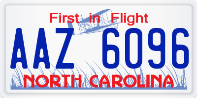 NC license plate AAZ6096