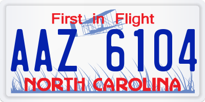 NC license plate AAZ6104