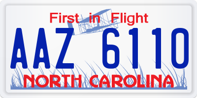 NC license plate AAZ6110