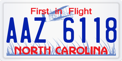 NC license plate AAZ6118