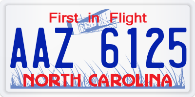 NC license plate AAZ6125