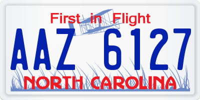 NC license plate AAZ6127