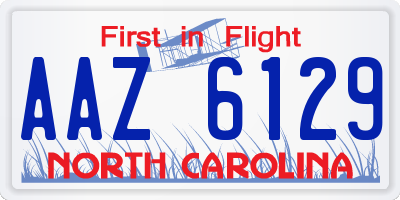 NC license plate AAZ6129