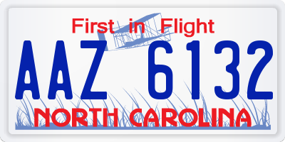 NC license plate AAZ6132